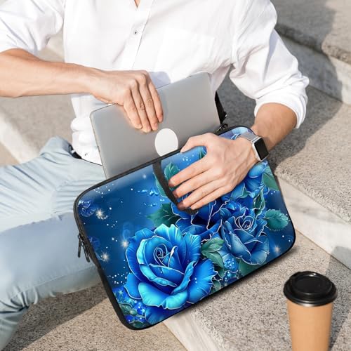 14 15 15.4 15.6 inch Laptop Handle Bag Computer Bag, Pouch Holder Notebook Sleeve Cover Soft Case Compatible for Dell,Lenovo,Toshiba HP, Asus Notebook-Blue Roses - color: Blue Roses