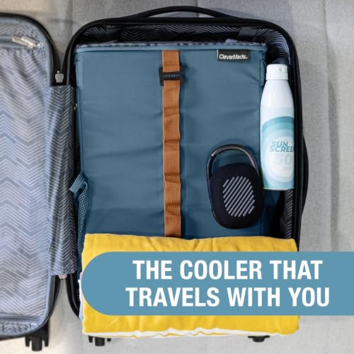 CleverMade Tahoe Collapsible Backpack Cooler, Holds Up to 24 Cans, Ocean