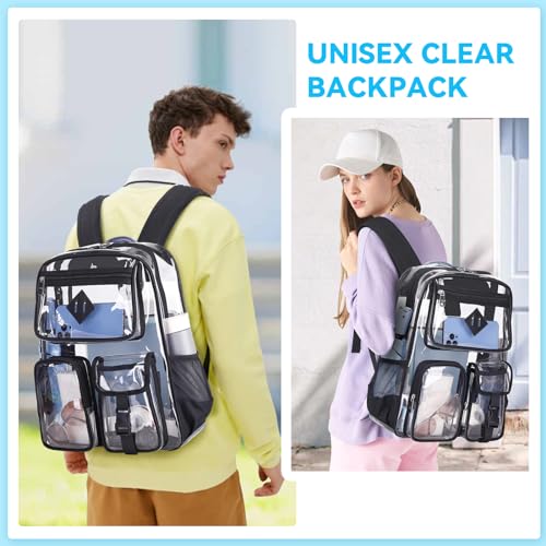PIG PIG GIRL Clear Backpack for School,Heavy Duty PVC Transparent Bookbag for Girls Stadium Approved See Through Backpack - color: 2-black