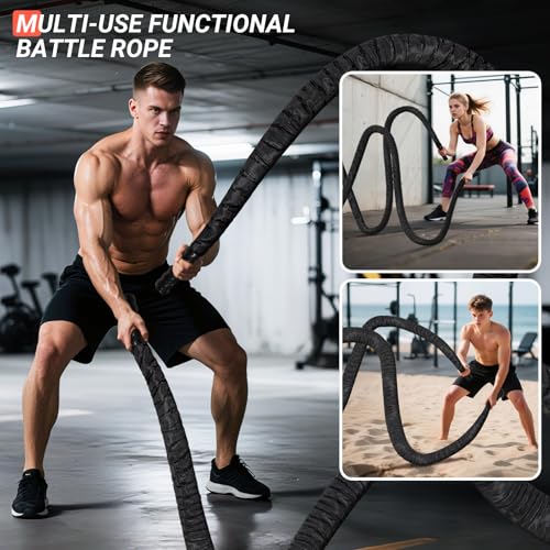 Battle Rope 1/1.26/1.5/2 Inch Diameter,Pink 30FT/40FT/50FT Exercise Workout Ropes for Home Gym Heavy Weighted Training Rope for Working Out - style: 1.5 inch 50ft