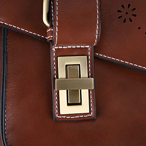 ECOSUSI Backpack for Women Briefcase Messenger Laptop Bag Vegan Leather Satchel Work Bags Fits 15.6 inch Laptops, Coffee - color: 1-coffee-l