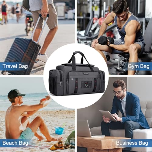 WITZMAN Duffle Bag for Men Large Overnight Carry On Weekender Bag with Shoe Compartment Sports Gym Duffle Bags for Traveling(B719 Silvery Grey) - color: Silvery Grey
