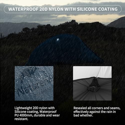 Naturehike Cloud Up 1 Person Tent, Lightweight Backpacking Tents for One Man, Waterproof Ultralight One Person Tent for Camping Hiking Backpacking - color: Navy Blue