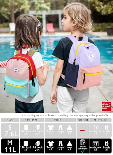 atgark Kids' Backpacks for Girls & Boys - Kindergarten & Elementary School, Small Child Toddler Backpack, 13" H, Ages 2-5 - color: Macaron, size: Age 2-5 (13.3" H Fit A4 Folder)