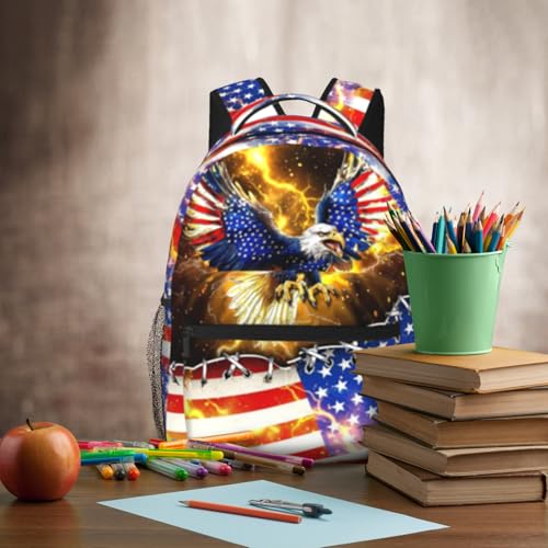 American Flag Eagle Backpack For Kids School Backpack For Boys Bookbag For Kids Children Teens Elementary Middle School Ages 6-18 Back Pack - color: American Flag Eagle
