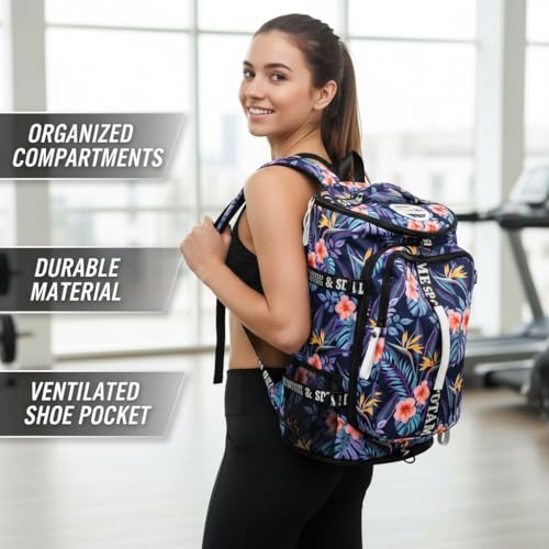 Gym Duffle Bag Backpack with Shoe Compartment,4 ways Travel Backpack for Women and Men,Multi-Functional Weekender bag with Waterproof Layer&Laptop Compartment for Fitness, Travel,Camping - color: Orange