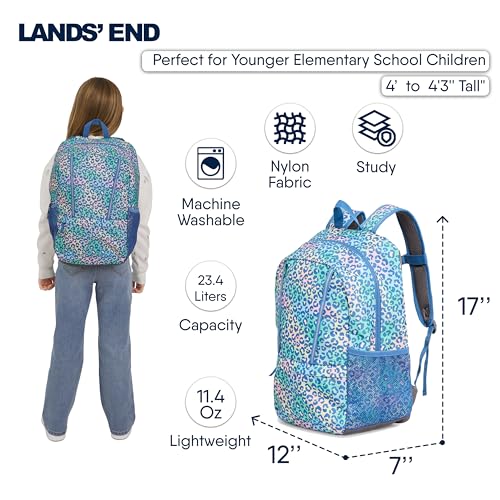 Lands' End Unisex Kids Medium ClassMate Lightweight Durable Elementary School Backpack, Sky Blue - color: Sky Blue