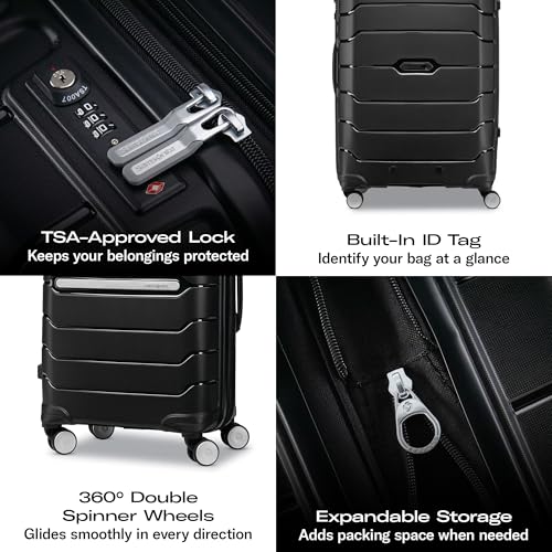 Samsonite Freeform 2-Piece Luggage Set - Carry-On & Large Checked Luggage with Dual Spinner Wheels - Durable Polypropylene Hardshell - TSA Lock, Airline-Approved - Expandable Hard Shell - Navy - color: Navy, size: 2-Piece Set (Carry-on/Large)