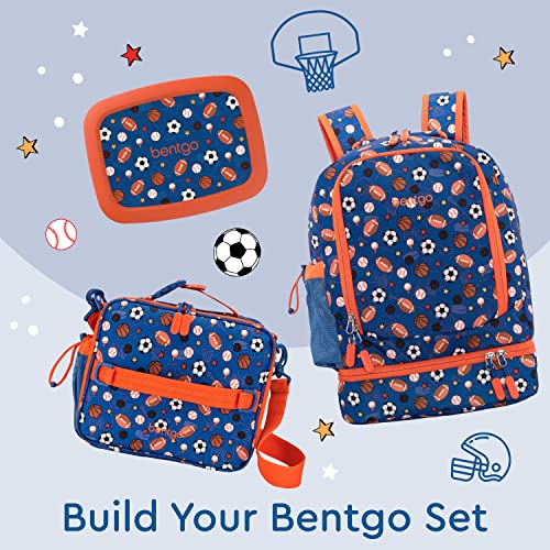 Bentgo Kids 2-in-1 Backpack & Insulated Lunch Bag - Durable 16” Backpack & Lunch Container in Unique Prints for School & Travel - Water Resistant, Padded & Large Compartments (Sports) - color: Sports