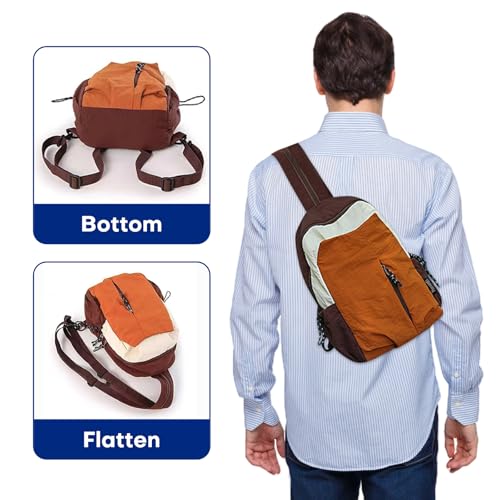 Ultralight Convertible Sling Backpack - Wear as Crossbody or Backpack for Commuting, Hiking, Travel and Cycling (Brown) - color: Brown