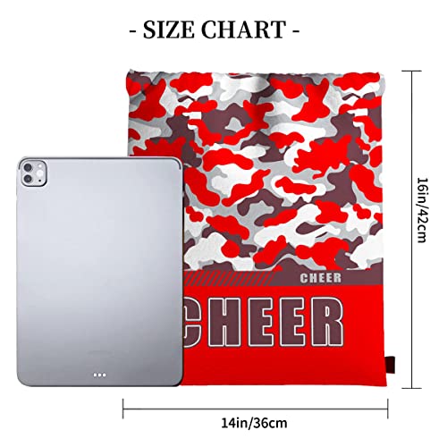 Drawstring Backpack Waterproof Gym Drawstring Bags Sports String Bag Camo Sackpack-Red Cheer Drawstring Bag - color: Cheer Drawstring Bags-camo Red