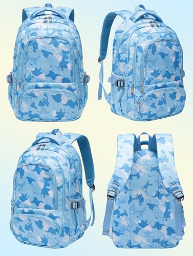 BLUEFAIRY Kids Backpacks for Boys Girls Ages 6-8 8-12 Elementary Middle School Backpack 17 Inch Back to School Bookbag with Laptop Compartment Mochilas Escolares para Niños Niñas (Blue) - color: Blue