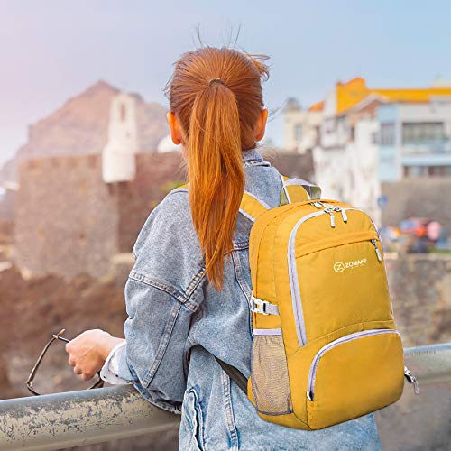ZOMAKE Lightweight Packable Backpack 30L, Foldable Travel Hiking Daypack - color: C-yellow