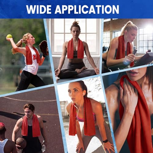 Hosuly 300 Pack Cooling Towels Bulk 40 x 12 Inch Large Chilly Breathable Sweat Sports Cold Towels Sublimation Microfiber Ice Neck Rag for Hot Weather Workout Gym Team Gift (Red) - color: Red