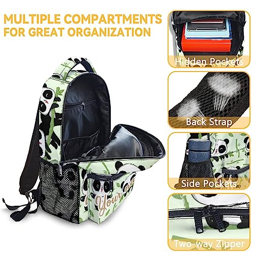 Personalized Panda Backpack for Girls Boys, 16 Inch Panda Theme Bookbag with Adjustable Straps, Durable, Lightweight, School Bag with Large Capacity - color: Panda3-1