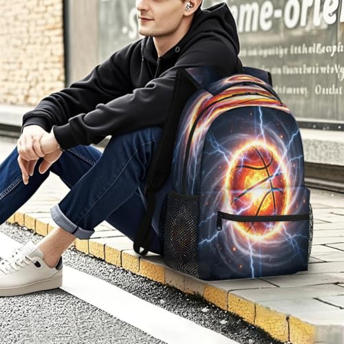 Basketball School Backpack Travel Bag for Men & Women - Lightweight Boys Girls Bookbag Daypack Fits 15.6 Inch Laptop for College Students, Middle High School, Teens
