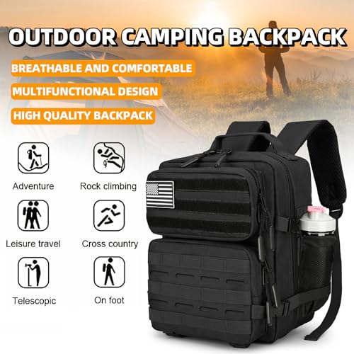 9L Mini Tactical Backpack for Men and Women Tactical Backpack Small for Hiking Small Tactical Bag Fitness Pack - color: Black