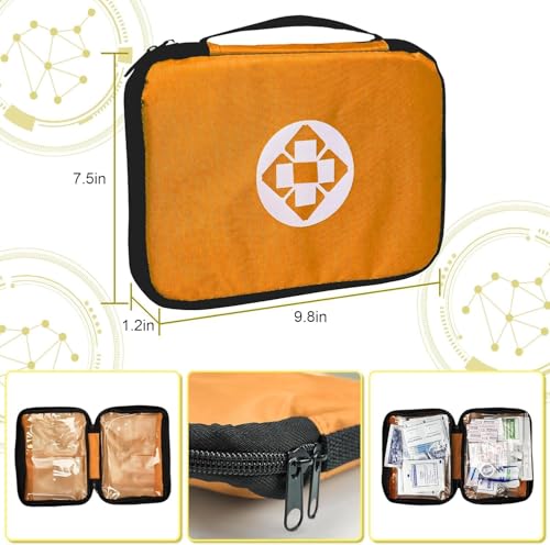 300Piece Portable First Aid Kit Refill Supplies for Car Mini Caming Emergency First Aid Kit Hiking Survival Essential Kit for Outdoor Adventure Emergency Case, Orange 1st Aid - style: Orange-300Pcs