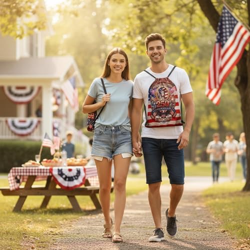 American Flags 250 Aniversary Drawstring Backpack, Lightweight Cinch String Sports Sackpack for Men & Women,pack of 2 - color: 250th Anniversary-02