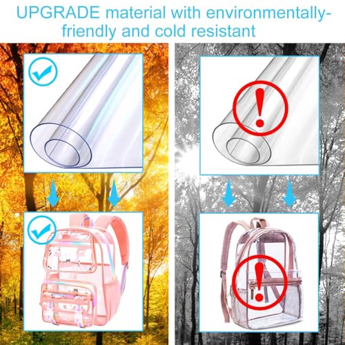 KLFVB Transparent Backpack Heavy Duty, 3PCS Girls See Through School Bag Set, Cute Clear Bookbag for Women - Cloud Cat Pink - color: Cloud Cat Pink Clear Backpack