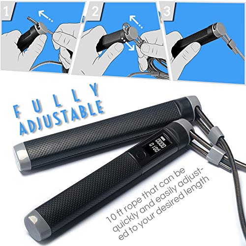 Jump Rope Digital Counter for Indoor/Outdoor Fitness Training Boxing Adjustable Calorie Skipping Workout