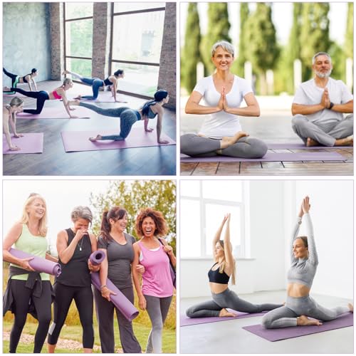 3 mm Thick Yoga Mat Bulk, Non Slip Exercise Workout Fitness Pad for Women Men, Gym Home Yoga Pilates, Easy to Clean, Sturdy PVC - color: Smoky Purple