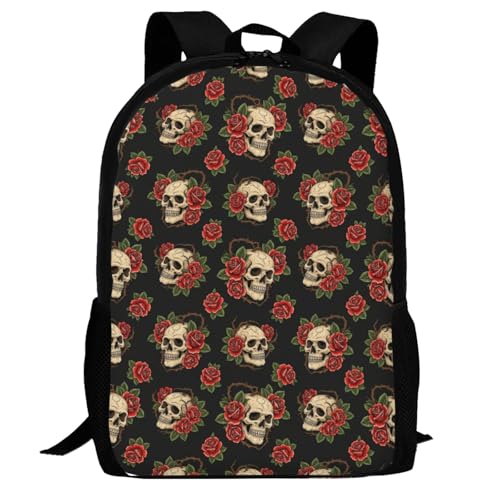 Sturdy Polyester Shoulder Pack Gothic Rose Blood Skulls, Anti Theft Spacious Camping Rucksack Casual Daily Bag for Men Women Fitness Outdoor Activity - color: Design (1209)