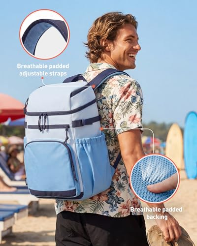 TOURIT Backpack Cooler Leak Proof 28 Cans Cooler Backpack Insulated Waterproof Cooler for Men and Women, Picnic, Hiking, Work, Trip - color: Brown
