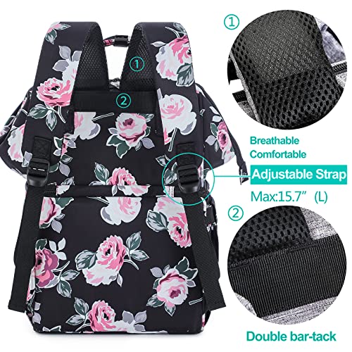 AmHoo Insulated Lunch Box Cooler Backpack Waterproof Leak-Proof Lunch Bag Tote for Men Women Hiking Beach Picnic Trip with Strongest YKK Zipper Rose Flower Pattern - color: Multi-2