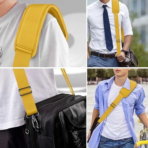 Hseok 60 Inch Shoulder Strap, Ultra-Thick and Padded with Metal Swivel Hooks for Laptop Messenger and Crossbody Canvas Bags - color: Yellow