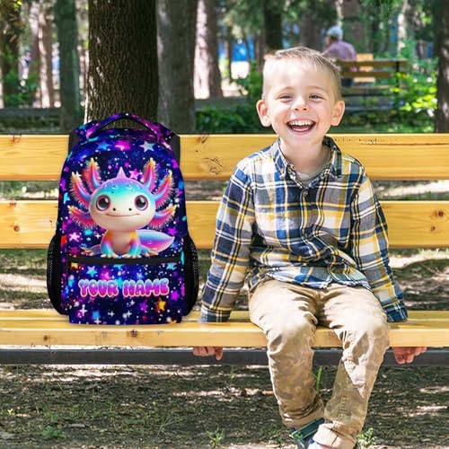 COZYAURA Kids Backpack Custom Axolotl Bookbag for Girls - 17 Inch Personalized Bookbag with Name for Elementary Kindergarten Toddler Schoolbag - color: Red