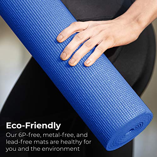 10-Pack Yoga Mat, 68" x 24" Non Slip Exercise Mat, 4mm Thick Gym Mat for Fitness and Stretching, Bulk Non Toxic Yoga Mats for Schools and Studios - color: Blue