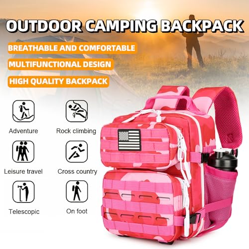 9L Mini Tactical Backpack for Men and Women Tactical Backpack Small for Hiking Small Tactical Bag Fitness Pack - color: Rose Red Cp