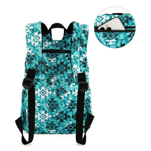 Montana West Western Backpack Purse for Women Lightweight Rucksack Casual Daypack for Laptop Travel College - color: Aztec Turquoise