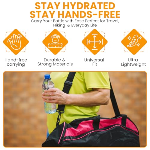 Iconikal 2-Pack Water Bottle Holder, Rubber Grip, Aluminum Carabiner, Travel Accessory