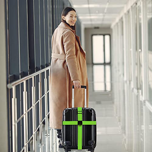 Luggage Straps for Suitcases TSA Approved Travel Belt 4 Pack by Chelmon (Green) - color: Green
