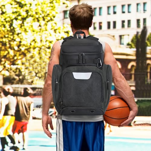 LARIPOP Basketball Backpack with Ball & Ventilated Shoe Compartment Insulated Pockets for Men Training - color: Dark grey