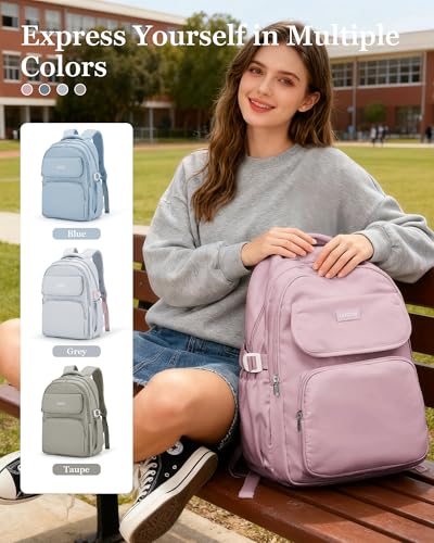 Waterproof School Backpack For College Students Women,Simple Kawaii Bookbags,Casual Laptop Travel Daypack Backpacks,Lightweight School Bags For Girls(Purple) - color: A5-purple
