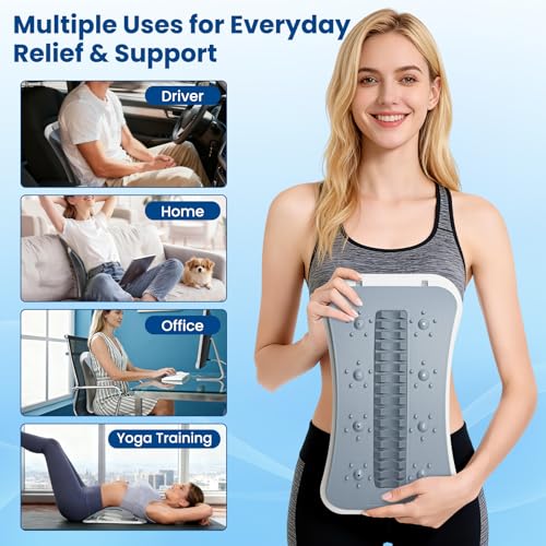 Back Stretcher for Lower Back Pain Relief - Adjustable Lumbar Back Board - Back Cracking Device for Scoliosis, Spinal Decompression - Multi Level Back Massager for Posture Improve