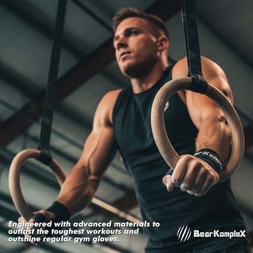Bear KompleX No Hole Hand Grips - Non-Slip Fingerless Gymnastics Grips for Weight Lifting, Pull-ups & Cross Training | Lightweight, Padded Wrists & Foldable Grip. - size: X-Large