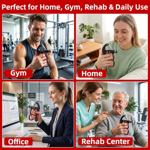 Grip Strength Trainer Adjustable 22-330 lbs with Electronic Counter, Hand Gripper Strengthener, Heavy Duty Forearm Strengthener, Wrist & Finger Exerciser for Grip Strength Training, Red