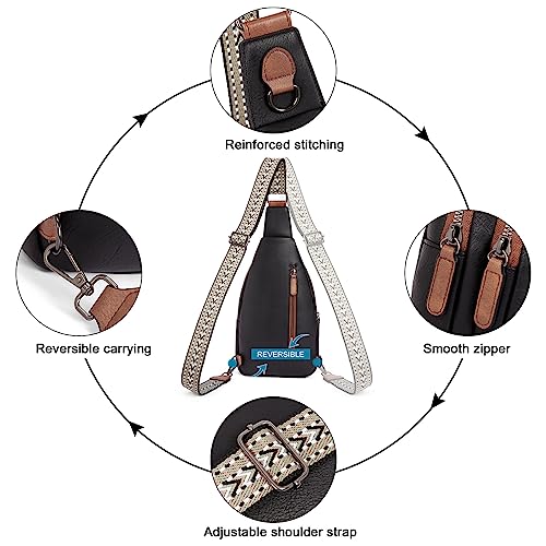 CLUCI Crossbody Bags for Women Men,Leather Sling Bag Cross Body Backpack for Woman Gifts for Women Birthday Unique - color: 0-0 Black With Brown
