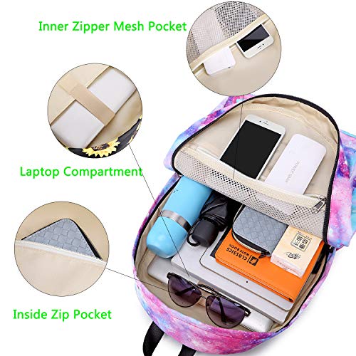 abshoo Lightweight Water Resistant Backpacks for Teen Girls School Backpack with Lunch Bag - color: Galaxy Pink Set