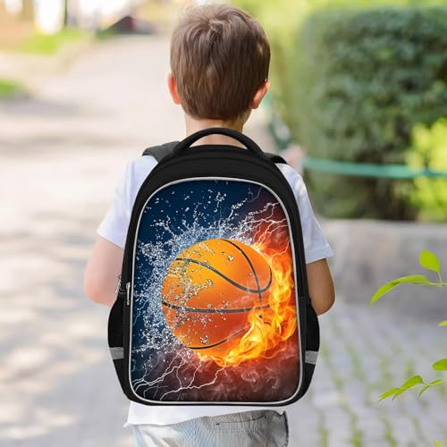 TILYTADLY School Backpack for Boys - Basketball Boys Backpack for Kids Children Teens Elementary Middle School - Students Bag for Ages 6-18,17″Bookbag Multifunctional Large Capacity - color: Basketball-02-backpack Only