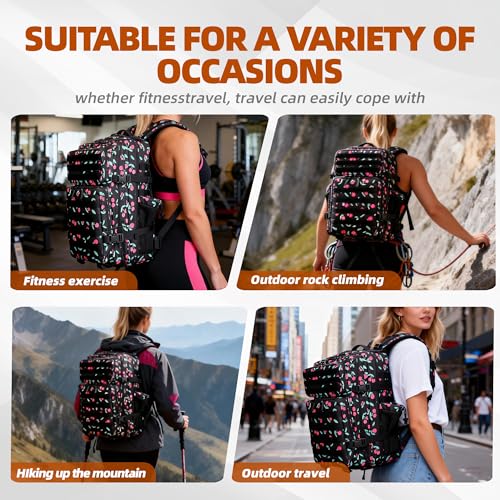 LUPU TACTICAL 45L Backpack for Men and Women 3 Days Assault Pack Outdoor Travel Hiking Camping Rucksack with Molle Webbing (Small Cherry)