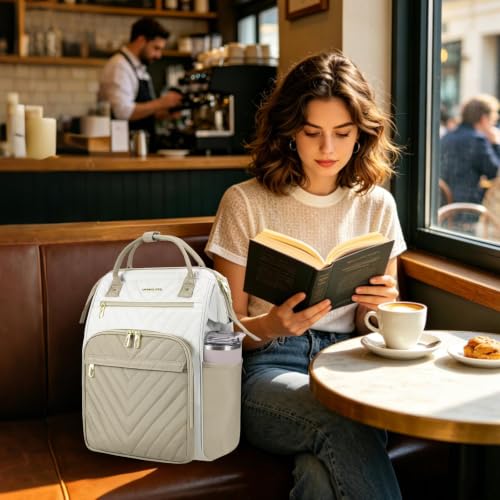 VANKEAN 18 Inch Laptop Backpack for Women Large Capacity - color: Beige-khaki, size: 18 Inch
