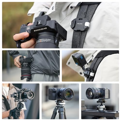 FALCAM F38 Backpack Camera Clip V2 with Plate, Arca-Swiss Quick Release, 30kg/66lb Heavy Load, Dyneema Safety Strap, Belt & Strap Mount for DSLR Action Mirrorless – Black - size: Clip with Plate