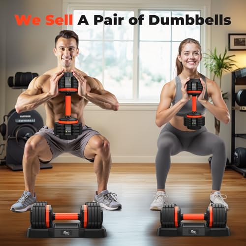 FLYBIRD Adjustable Dumbbell Set of 2, 110LB/50LB Weights Dumbbell Set for Home Gym Exercise & Fitness, Fast Change Weights with Anti-Slip Handle, Multiweight Options for Full Body Workout - color: 55LBS Pair(Total 110LBS)