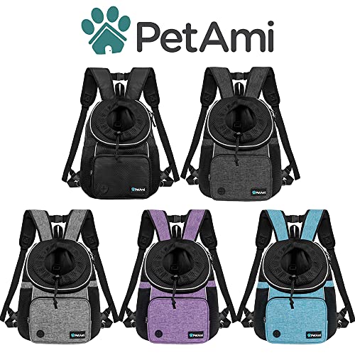 PetAmi Dog Front Carrier Backpack, Adjustable Dog Pet Cat Chest Carrier Backpack, Ventilated Dog Carrier for Hiking Camping Travel, Small Medium Dog Puppy Large Cat Carrying Bag, Max 15 lbs, Black - color: Black, size: Large (15.5x9x18)