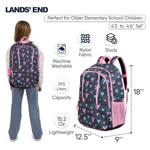 Lands' End Unisex Kids Large ClassMate Lightweight Durable Elementary School Backpack, Hot Pink - color: Hot Pink